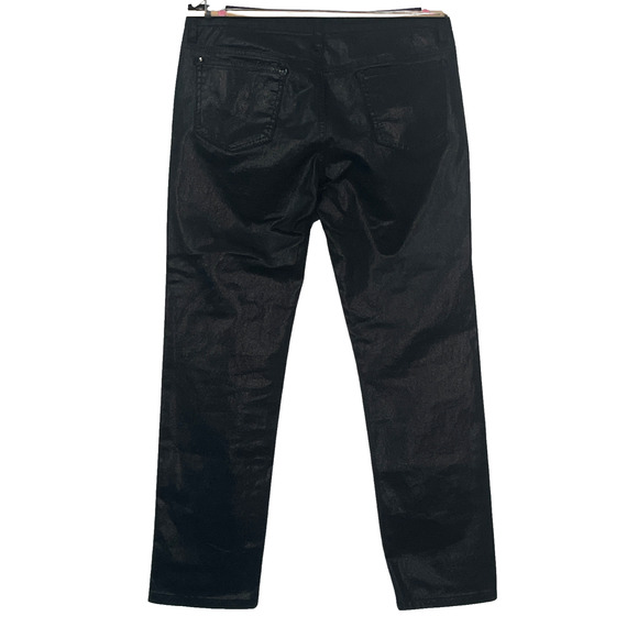 3-FOR-$30 V Cristina Sz 10 Black Jeans Straight Leg Black Shiny Synthetic Fabric - Picture 2 of 8